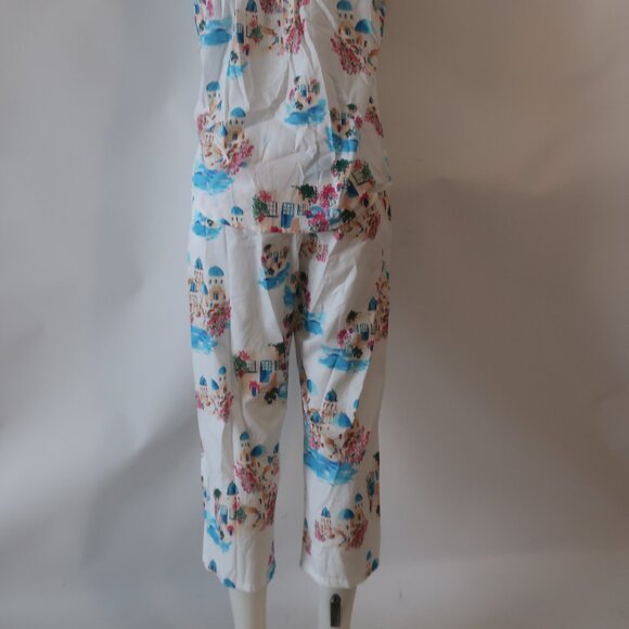 NWT Womens The Cat's Pajamas Santorini Luxe White Multi 2 Pc Set Top Bottom S - Picture 14 of 16